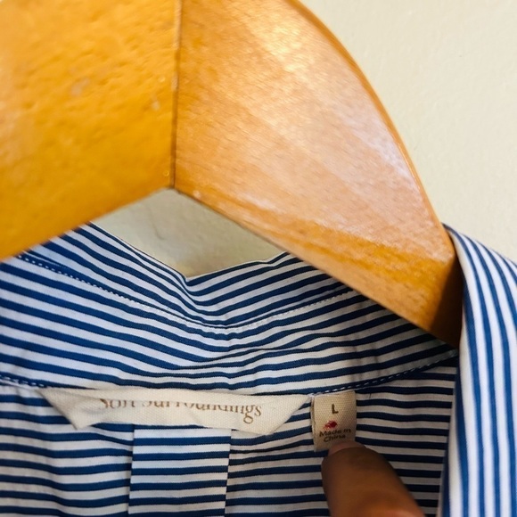 SOFT SURROUNDINGS Striped Cold Shoulder Tunic Dress Blouse Size L - Picture 7 of 9